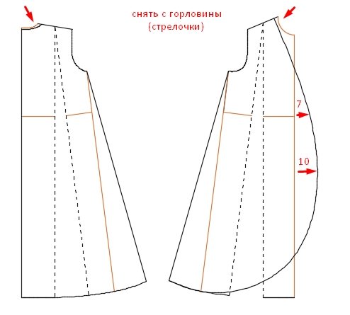 Как построить выкройку пеньюара с цельнокроеным рукавом