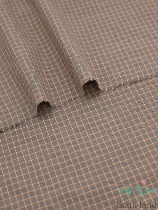 S0225 Вареный (стираный) хлопок с эффектом крэш «Клетка цвета какао»