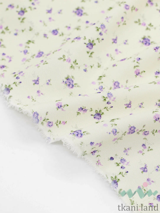 SF0027 Шифон мелкие сиреневые цветочки