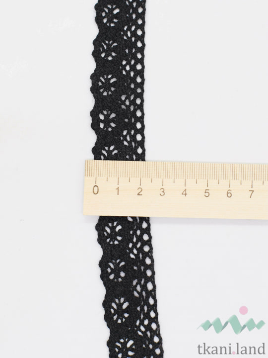 KR0075 Кружево хлопковое вязаное цвет Черный шир. 2см