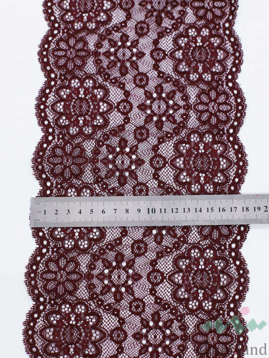 KB0023 Кружево-стрейч цвет Винный, шир.18,5 см