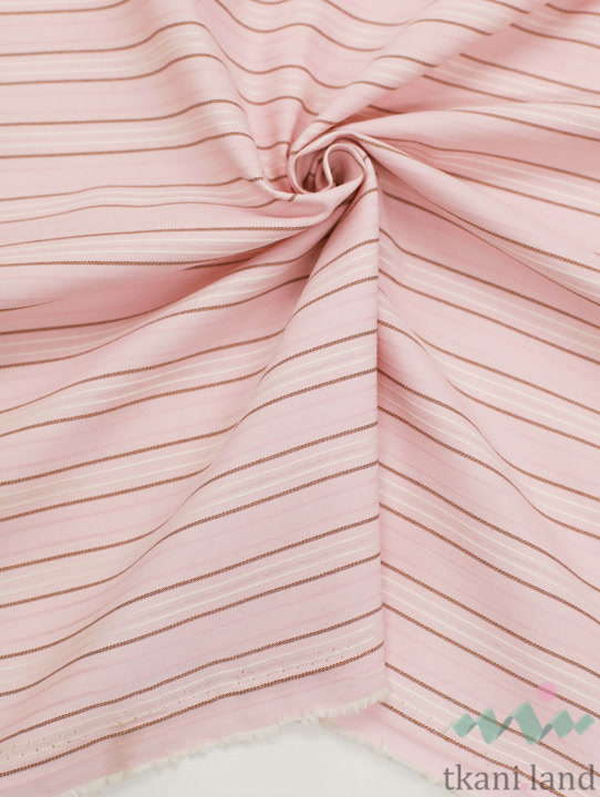 HL0028 Хлопок рубашечный «Полоски на розовом»