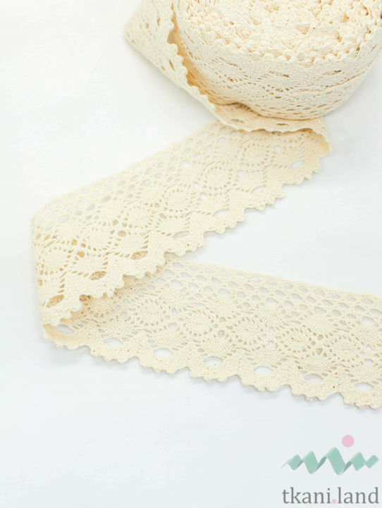 KR0010 Кружево хлопковое вязаное цвет Бежевый шир 5,5 см