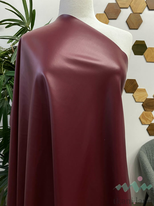 KJ0018 Экокожа на флисе «Бордо» (79)