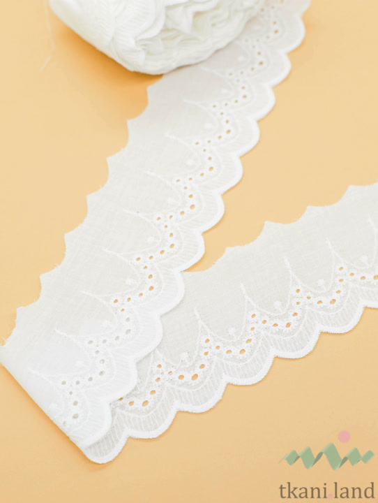KR_B0155 Кружево на батисте 6 см цвет Теплый белый