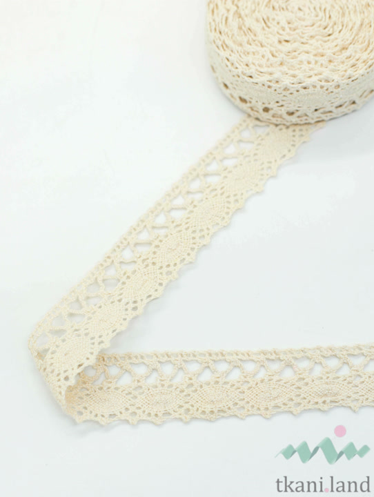 KR0012 Кружево хлопковое цвет Бежевый шир 2,5 см