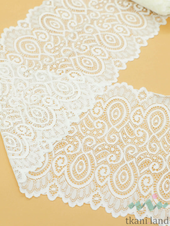 KB0033_n Кружево-стрейч цвет Перламутрово-белый шир.20 см