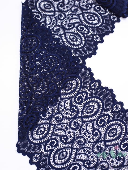 KB0032_n Кружево-стрейч цвет Темно-синий шир.185мм