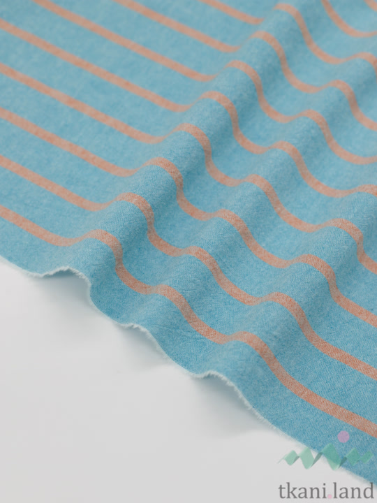 S0234 Вареный (стираный) хлопок с эффектом крэш полоска «Голубой этюд»