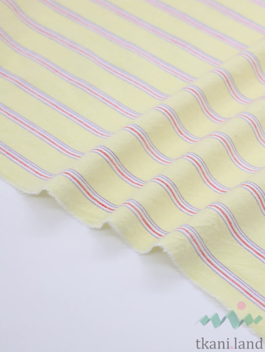 S0228 Вареный (стираный) хлопок с эффектом крэш «Полоска светло-желтая»