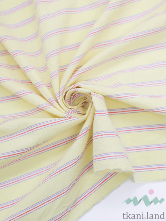 S0228 Вареный (стираный) хлопок с эффектом крэш «Полоска светло-желтая»