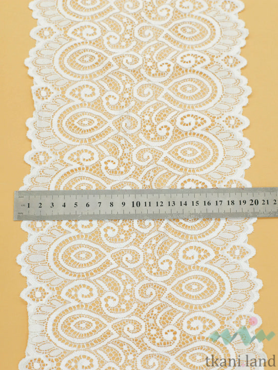 KB0033_n Кружево-стрейч цвет Перламутрово-белый шир.20 см