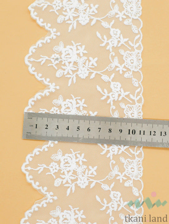 KR_S0002 Кружево на сетке 11 см цвет Теплый белый (1121309)