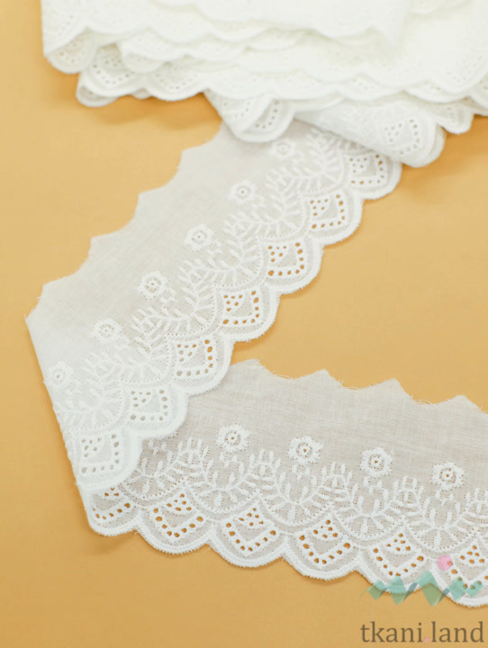 KR_B0006 Кружево на батисте цвет Теплый белый 7 см