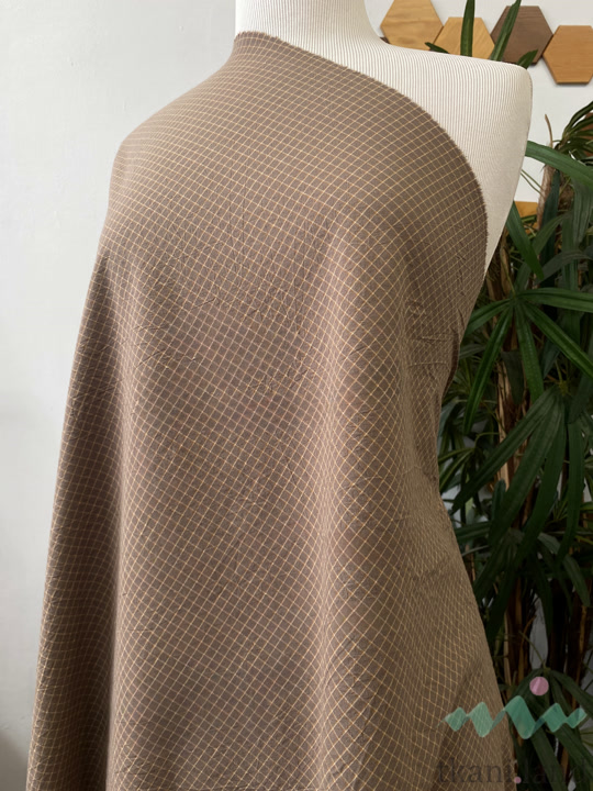 S0225 Вареный (стираный) хлопок с эффектом крэш «Клетка цвета какао»