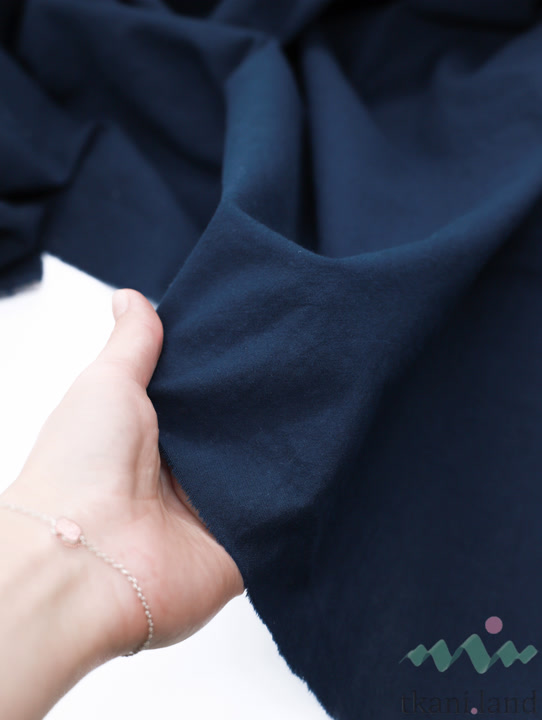 S0223 Вареный (стираный) хлопок с эффектом крэш «Тёмно-синий»