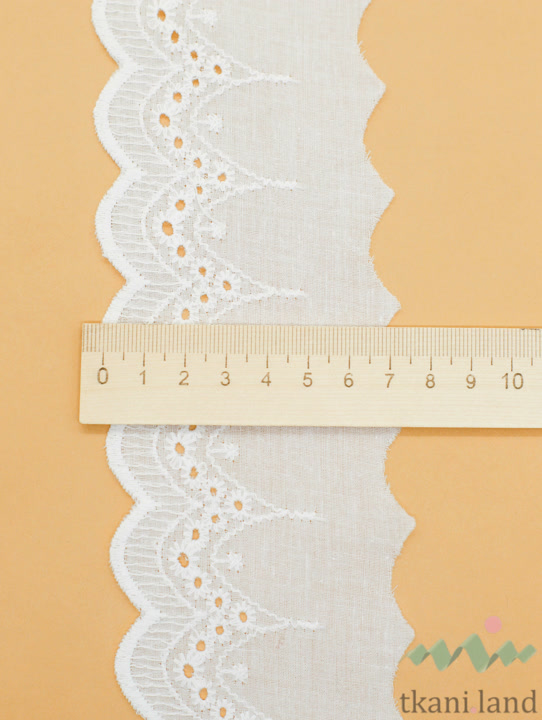 KR_B0155 Кружево на батисте 6 см цвет Теплый белый