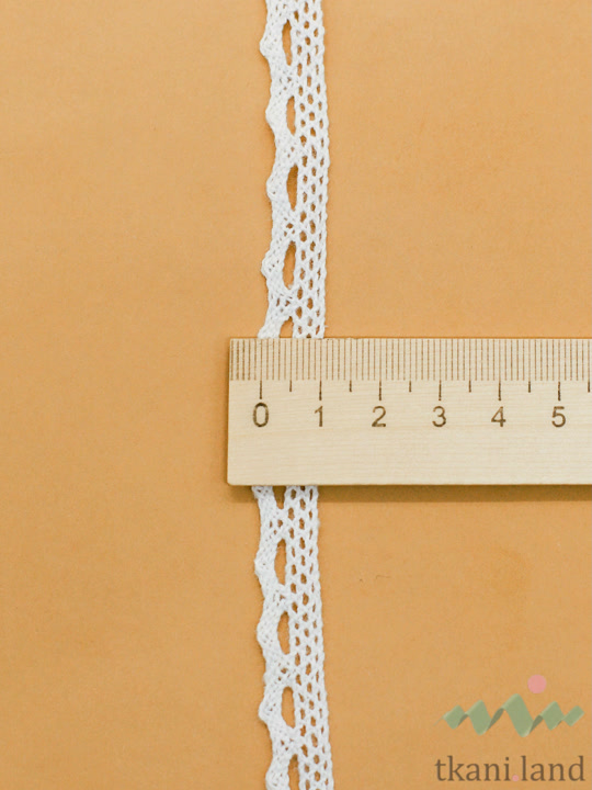 KR0061_n Кружево хлопковое вязаное цвет Теплый белый шир.1см