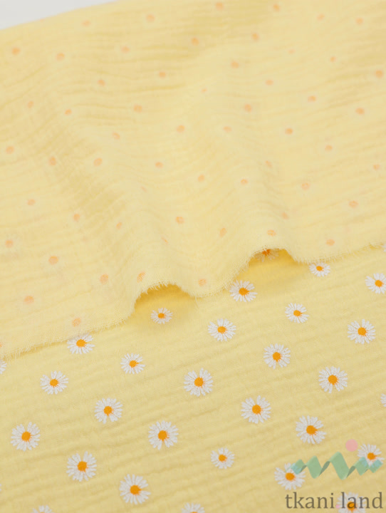 M0401 Муслин двухслойный «Ромашки на желтом»