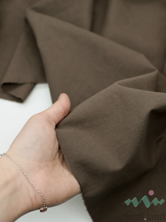 S0231 Вареный (стираный) хлопок с эффектом крэш «Тёмный шоколад»