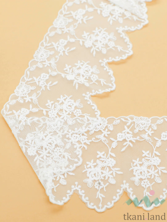 KR_S0002 Кружево на сетке 11 см цвет Теплый белый (1121309)