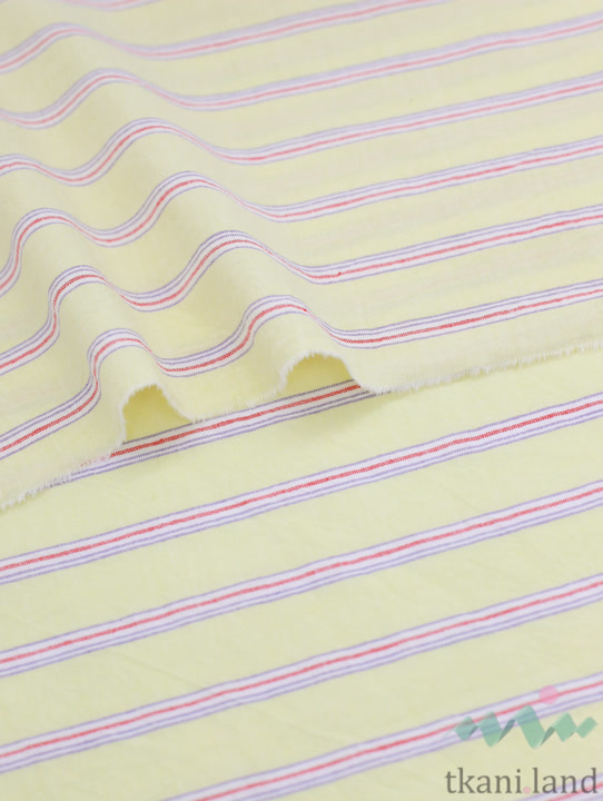 S0228 Вареный (стираный) хлопок с эффектом крэш «Полоска светло-желтая»