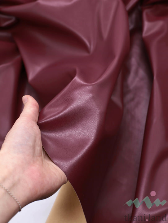 KJ0018 Экокожа на флисе «Бордо» (79)