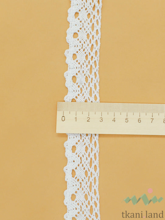 KR0073_n Кружево хлопоковое вязаное цвет Теплый белый шир. 3 см