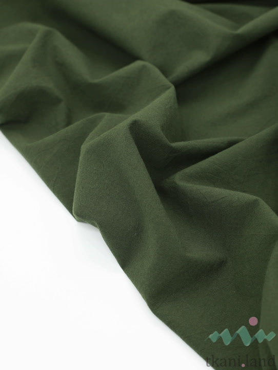 S0243 Вареный (стираный) хлопок с эффектом крэш цвет «Темно-зеленый»