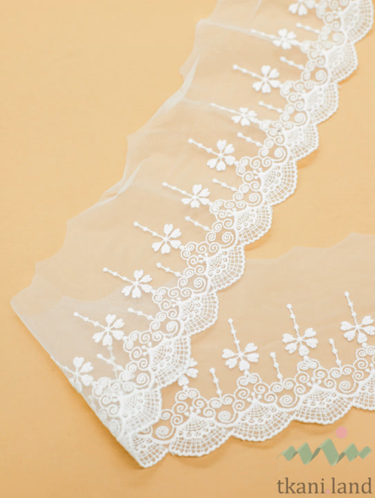 KR_S0006 Кружево на сетке 10,7 см цвет Теплый белый (411610)