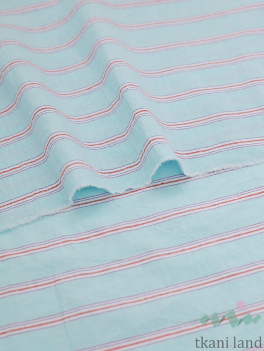 S0229 Вареный (стираный) хлопок с эффектом крэш «Полоска светло-голубая»