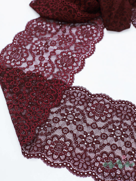 KB0023 Кружево-стрейч цвет Винный, шир.18,5 см