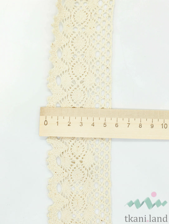 KR0010 Кружево хлопковое вязаное цвет Бежевый шир 5,5 см