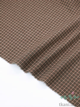 S0226 Вареный (стираный) хлопок с эффектом крэш «Клетка цвета Шоколад»