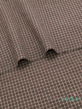 S0226 Вареный (стираный) хлопок с эффектом крэш «Клетка цвета Шоколад»