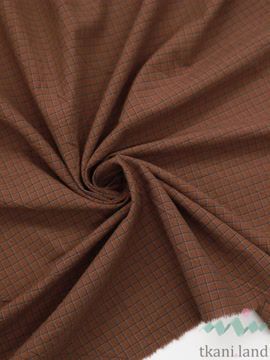 S0224 Вареный (стираный) хлопок с эффектом крэш «Клетка цвета корицы»