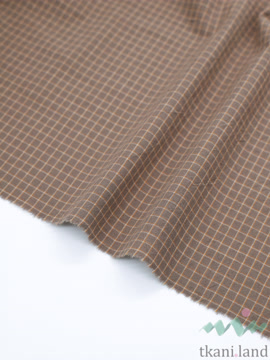 S0225 Вареный (стираный) хлопок с эффектом крэш «Клетка цвета какао»