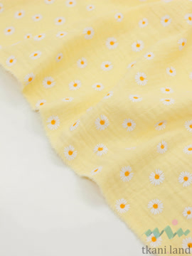 M0401 Муслин двухслойный «Ромашки на желтом»