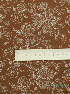 FL0280 Фланель «Пионы на кофейном» (23)