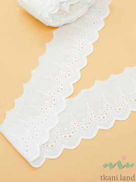 KR_B0155 Кружево на батисте 6 см цвет Теплый белый