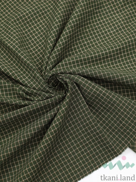 S0227 Вареный (стираный) хлопок с эффектом крэш «Клетка цвета зелени»