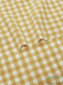 S0052 Вареный (стираный) хлопок с эффектом крэш «Мелкая клетка Виши желтая»
