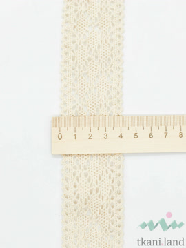 KR0064 Кружево хлопковое вязаное Бежевое шир. 4см