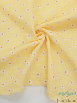 M0401 Муслин двухслойный «Ромашки на желтом»