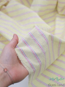 S0228 Вареный (стираный) хлопок с эффектом крэш «Полоска светло-желтая»