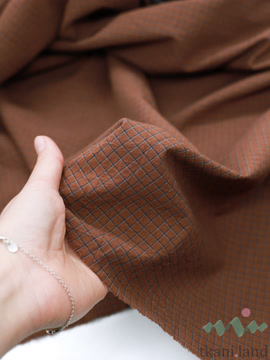 S0224 Вареный (стираный) хлопок с эффектом крэш «Клетка цвета корицы»