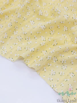 AM0038 Ажурный хлопок (батист) «Белые цветочки» на желтом (5)