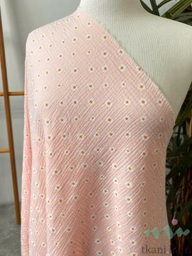 M0400 Муслин двухслойный «Ромашки на розовом»