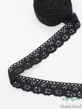 KR0075 Кружево хлопковое вязаное цвет Черный шир. 2см