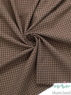 S0226 Вареный (стираный) хлопок с эффектом крэш «Клетка цвета Шоколад»